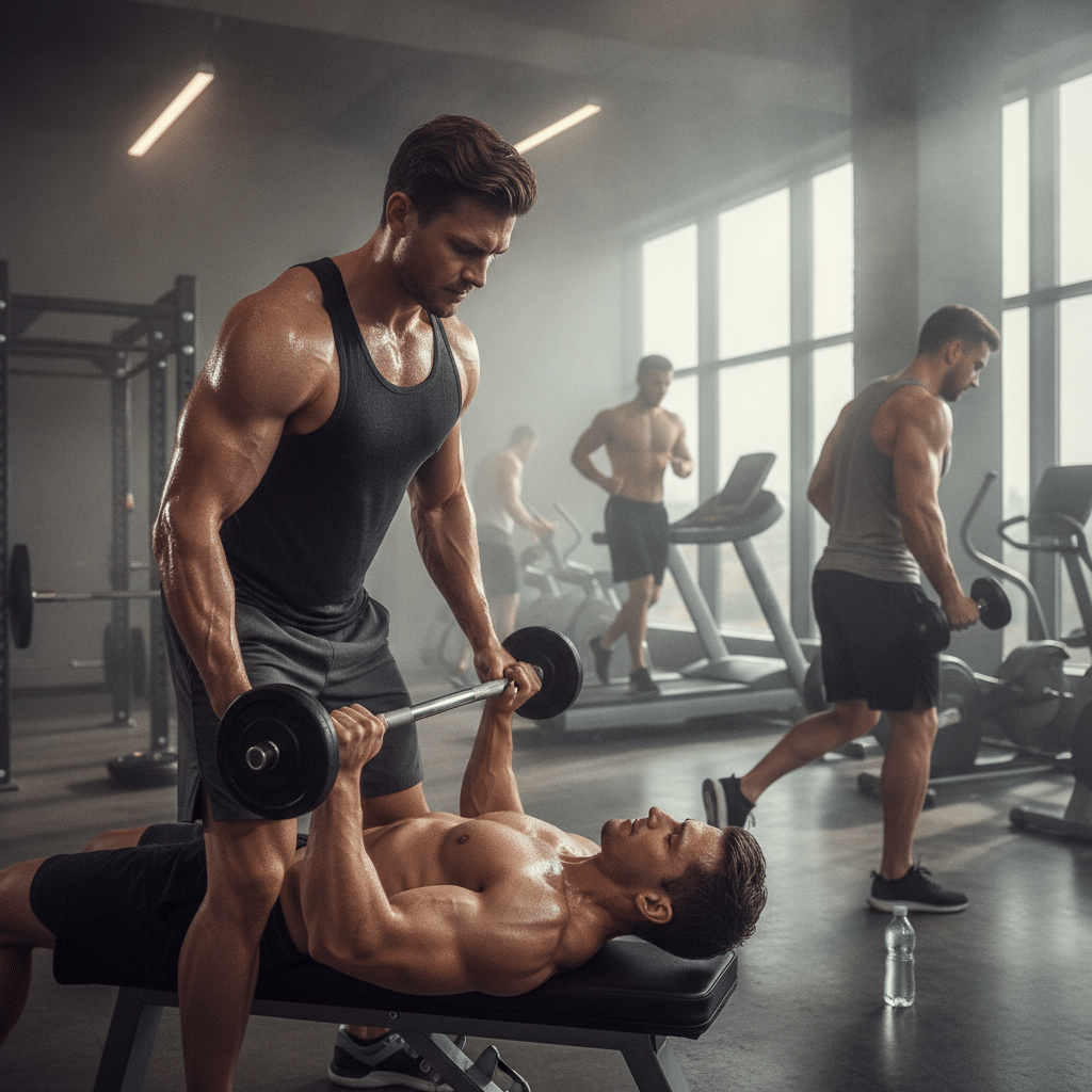 Hommes qui transpirent pendant le sport