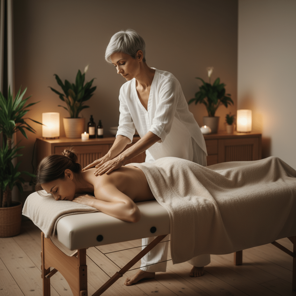 Massage bien-être dans un cabinet cosy et zen