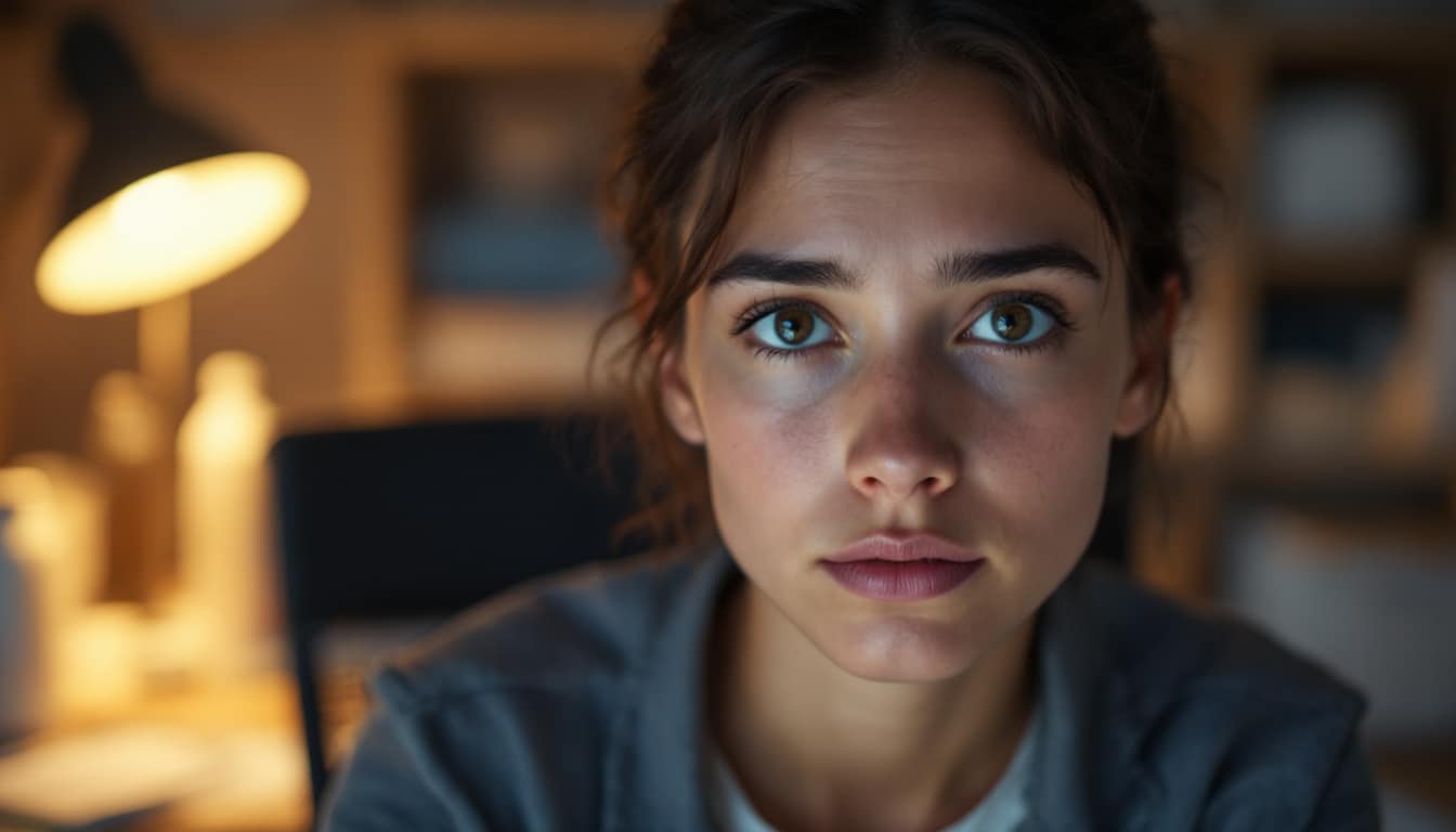 Personne au bureau sous éclairage, stressée par les technologies