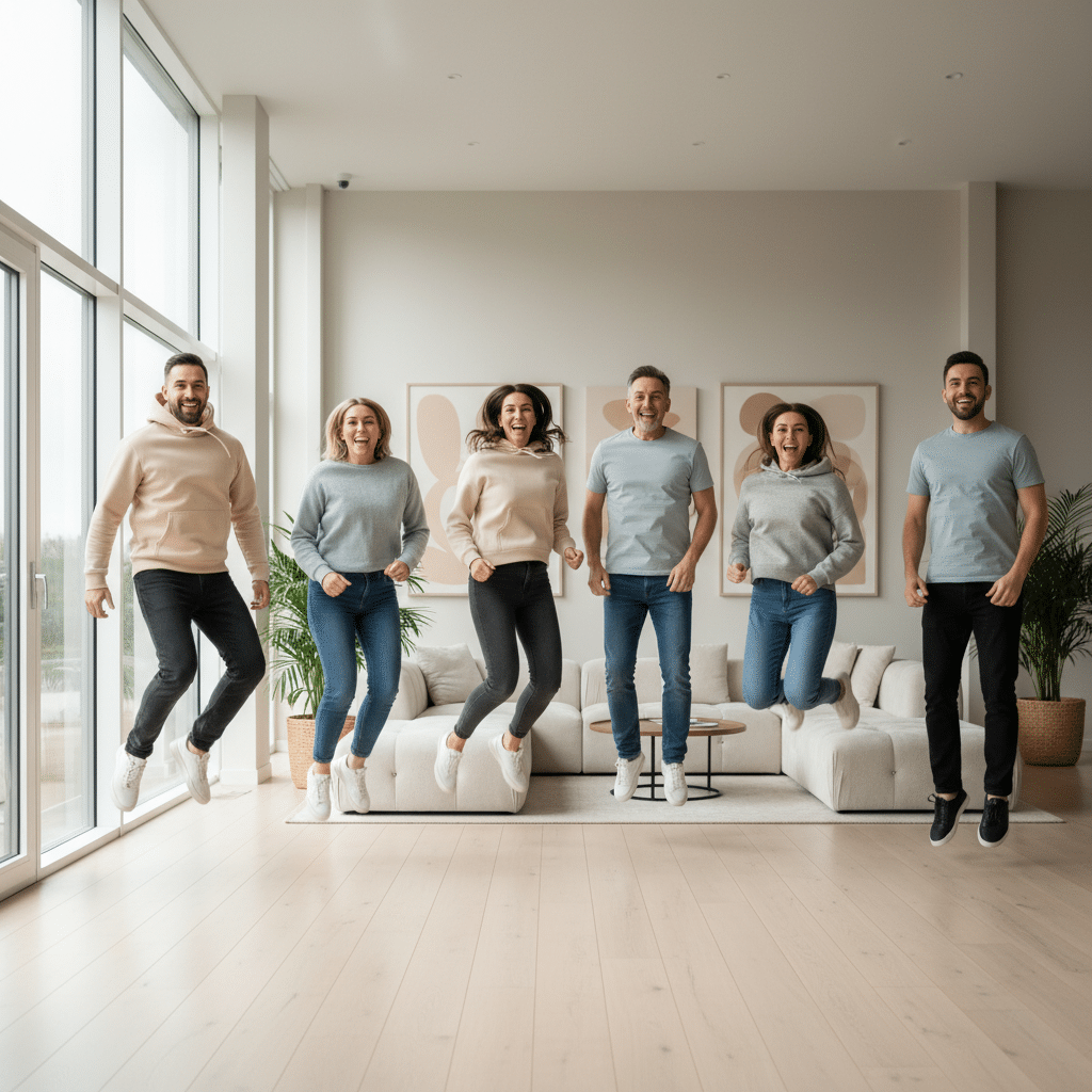 Personnes debout et joyeuses qui sautent