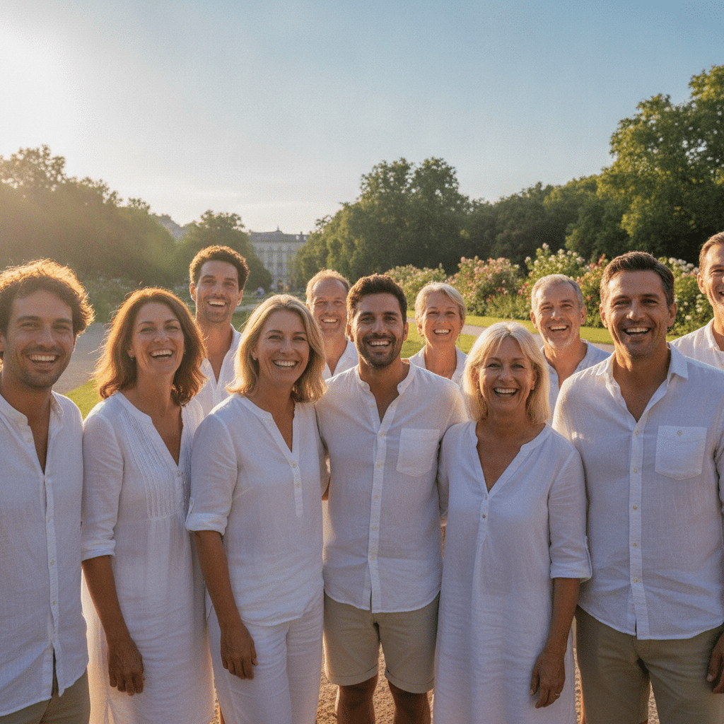 Personnes rayonnantes sous le soleil d'été