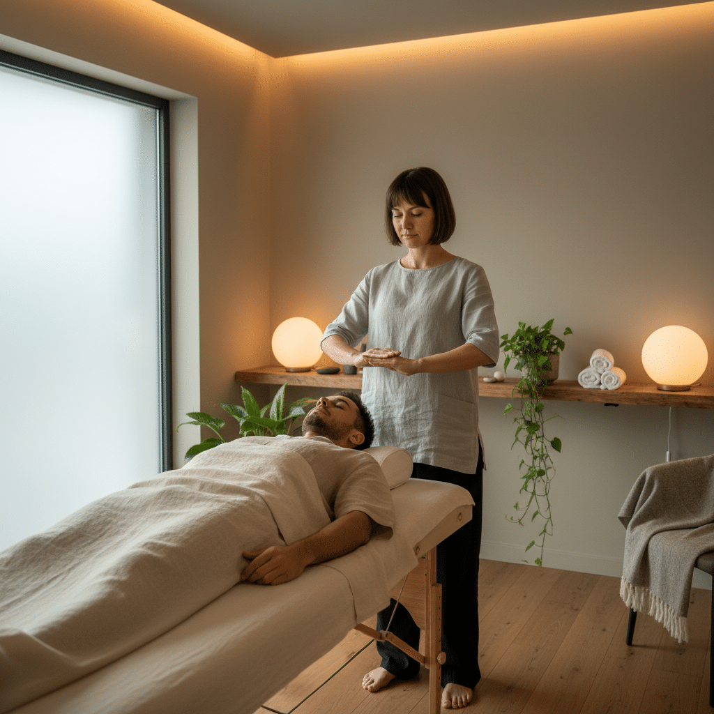 Soin énergétique prodigué à un homme