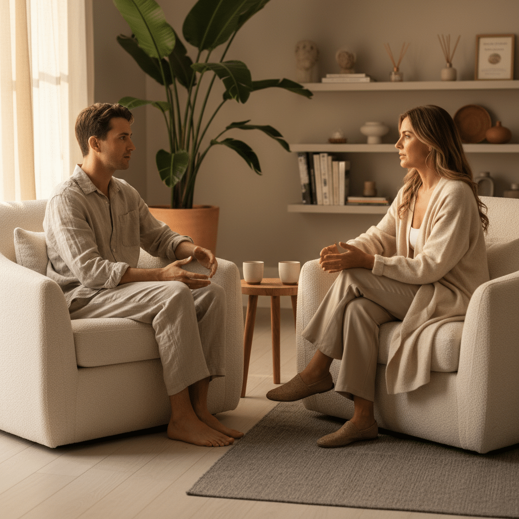 deux personnes discutent